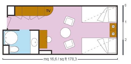 costaromantica of Costa-Cruises - cabin plan 1 - 4