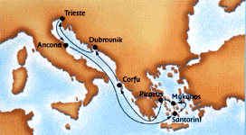 Adriatic Aegean  cruise map-cruise deals- Costa Cruises