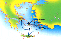 Aegean Discovery cruise map-mediterranean cruise vacation- Monarch Classic Cruises