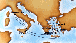 Aegean Highlights cruise map-cruise around greek islands- Costa Cruises