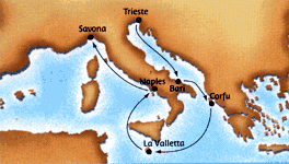 Autumn Jewels II cruise map-mediterranean cruise vacation- Costa Cruises