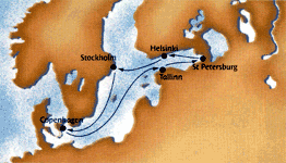 Baltic Capitals cruise map-european cruise vacation- Costa Cruises