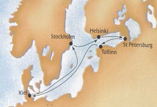Baltic Capitals I cruise map-mediterranean cruise vacation- Costa Cruises