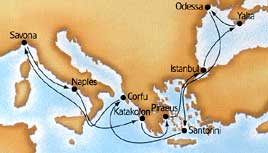 Black Sea  cruise map-mediterranean cruise vacation- Costa Cruises