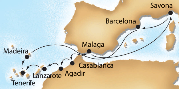 Canary Islands cruise map-cruise around canary islands- Costa Cruises