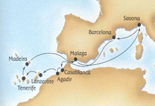 Canary Islands Easter cruise map-mediterranean cruise vacation- Costa Cruises