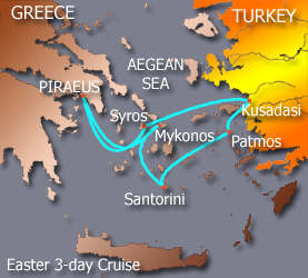 Greek Islands Easter cruise map-mediterranean cruise vacation- Golden Star Cruises