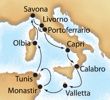 Highlights of Italy cruise map-mediterranean cruise vacation- Costa Cruises