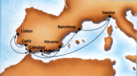 Iberia Splendour cruise map-mediterranean cruise vacation- Costa Cruises