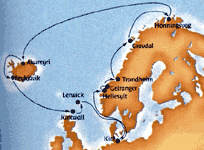Iceland - Norway cruise map-european cruise vacation- Costa Cruises