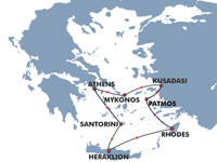 Jewels of the Aegean cruise map-mediterranean cruise vacation- Louis Cruises