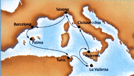 Mediterranean Magic cruise map-mediterranean cruise vacation- Costa Cruises