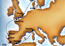 Merchants Route cruise map-european cruise vacation- Costa Cruises