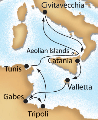 North African Odyssey cruise map-mediterranean cruise vacation- Costa Cruises