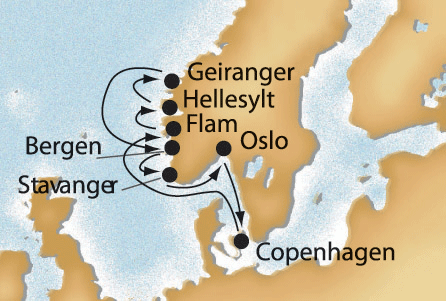 Norwegian Fjords cruise map-european cruise vacation- Costa Cruises
