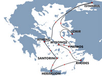 Splendours of Greece and Turkey cruise map-perla-louis cruises ship - Louis Cruises