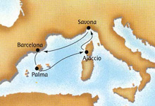 Spring Break III cruise map-mediterranean cruise vacation- Costa Cruises