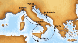 Spring Voyage II cruise map-mediterranean cruise vacation- Costa Cruises