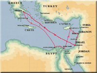 Three Continents cruise map-cruise deals- Monarch Classic Cruises